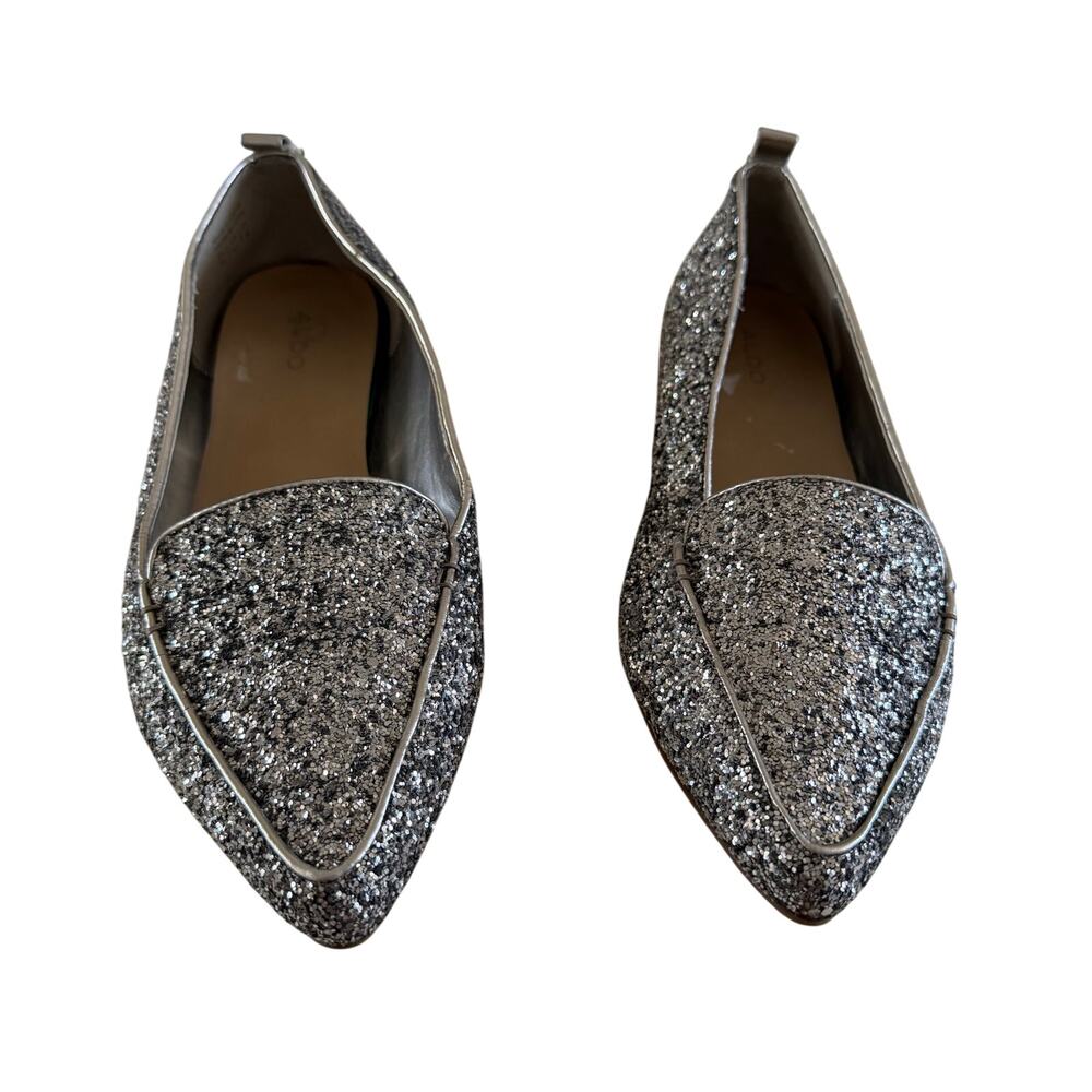 Aldo Sliver Sparkle Loafer Flat Wmns 10 Party Event Glam Comfort